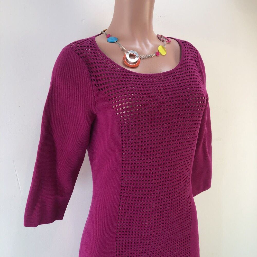 Lauren Ralph Crochet Women Dress M Pink 3/4 Sleeve knit lined Beach Dress - Picture 11 of 16